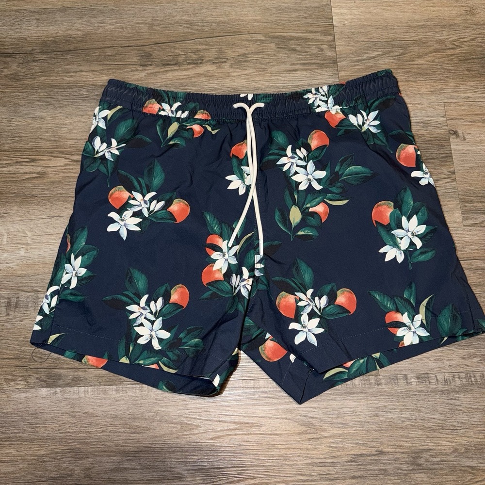 Abercrombie & Fitch Swim Truck Short Mens M Navy Floral Print Relaxed Stretch